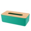 Evideco French Home Goods White Tissue Box Cover Padang with Bamboo Top - Elegant Design for Home and Office - Enhance Décor and Organization - 2 of 4