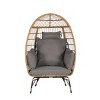 Grid Style Wicker Weaving Patio Egg Chair With Ottoman,Natural Color Rattan And Cushion,Basket Shape Egg Chair With Metal Legs -Maison Boucle - 3 of 4
