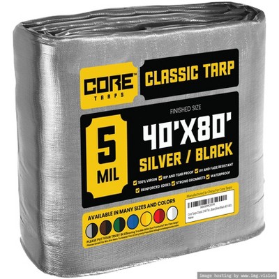 Core Tarps Heavy Duty 5 Mil Tarp Cover, UV Resistant, Rip Proof for Roof, Camping, Patio, Pool, Boat
