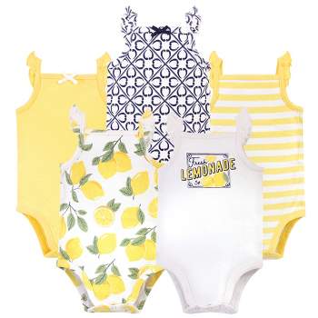 Touched by Nature Baby Girl Organic Cotton Bodysuits 5pk, Lemon Tree