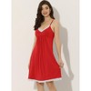 cheibear Women's V Neck Lace Trim Solid Color Pajama Sleepdress Nightgown - 2 of 4