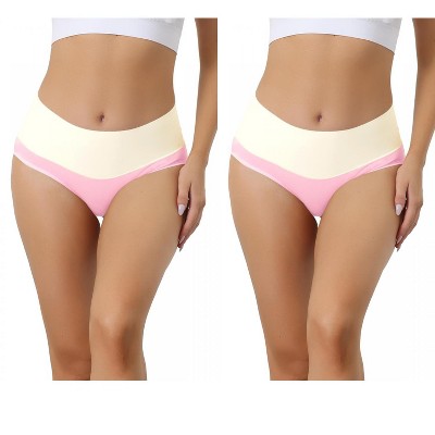 Allegra K Women's High Waist Cotton Comfortable Stretch Soft Tummy Control Briefs 2 Packs