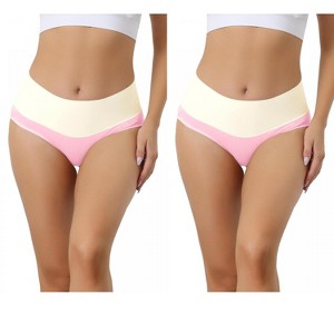 Allegra K Women's High Waist Cotton Comfortable Stretch Soft Tummy Control Briefs 2 Packs - 1 of 4