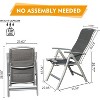 GlasFlength Patio Accent, ChairsFolding Patio Chairs Set of 2, Reclining Chairs with Adjustable High Backrest, Camping, Gray, 16.73"*23.62"*38.58" - 4 of 4
