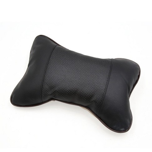 Black Car Headrest Neck Pillows Travel Cushion PU Leather & Memory