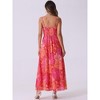 INSPIRE CHIC Women's Floral Print Pleated Back V Neck Split Elegant Maxi Sundresses - 4 of 4