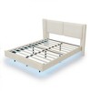 Full Size Velvet Bed Frame with LED Lights & Wingback Upholstery, No Box Spring Required - 2 of 3