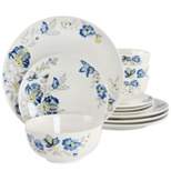 Gibson Home Uppingham Fine Ceramic 12 Piece Dinnerware Set in Blue Floral