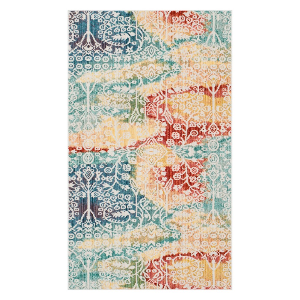 3'x5' Floral Loomed Accent Rug Blue/Rust - Safavieh