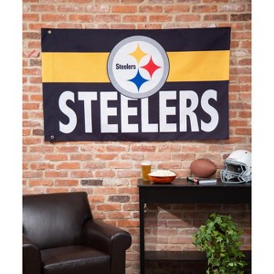 Evergreen Pittsburgh Steelers Burlap 3' x 5' Flag, Premium Single Sided Printed with Grommets, Printed In The USA - 1 of 4