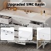 60" Bathroom Vanity with SMC Sink, Freestanding Storage Cabinet with Rattan Doors, Soft Close Drawers, Silver Knobs and Pine Legs - 4 of 4