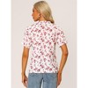 INSPIRE CHIC Women's Ruffled Short Sleeve Floral Mock Neck Summer Top - 4 of 4