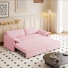 Queen Size Velvet Pull Out Sofa Bed, 3-in-1 Convertible Sleeper Bed with Side Storage, Cutton Filling Loveseat Bed with Iron Frame-Baofuwish - 2 of 4