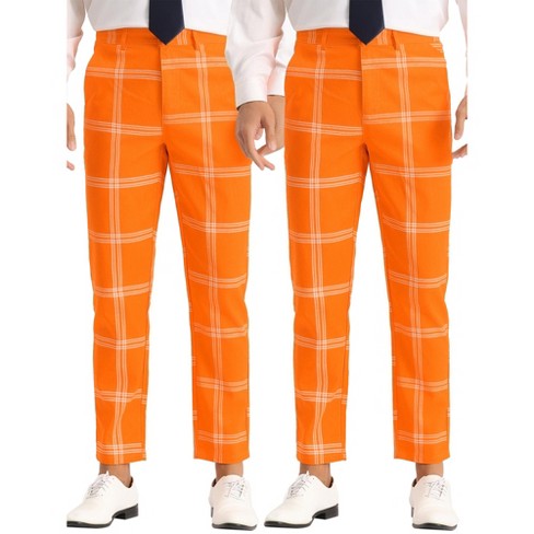 Lars Amadeus Men's Slim Fit Flat Front Plaid Printed Casual Trousers 2 ...