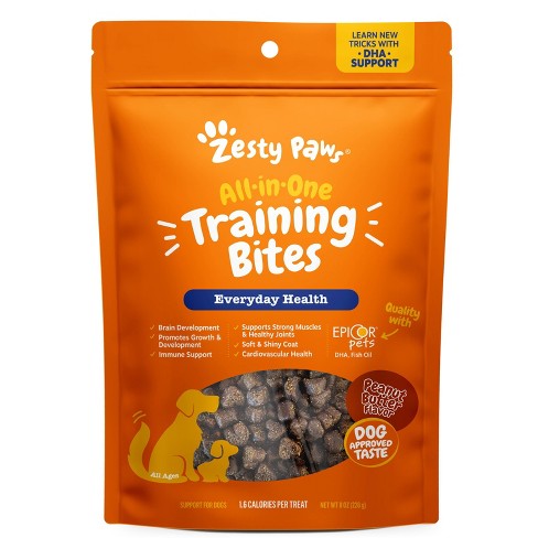 Zesty Paws Peanut Butter Flavor For Puppies And Adult Dogs With Omega 3 Epa Dha Fatty Acids All in one Training Chewy Dog Treats 8oz Target