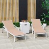 LeisureMod Marlin Patio Lounge Chairs with Arms and Fire Pit Side Table - White Trim, Set of 2 - 2 of 4