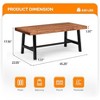 VINGLI Outdoor Wooden Coffee Table, Metal Frame Heavy Duty Patio Coffee Table for Outside, All Weather Solid Wood Low Outdoor Table for Balcony Porch - 3 of 4