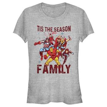 Juniors Womens Marvel Christmas Season for Family T-Shirt