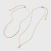 14K Gold Dipped Beaded Initial Necklace Set 2pc - A New Day™ Gold/Marron - 2 of 4