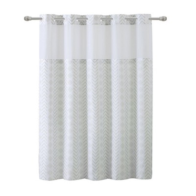 Geo Shower Curtain with PEVA Liner Taupe - Hookless