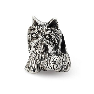 Black Bow Jewelry Sterling Silver Yorkshire Terrier Bead Charm - 1 of 4