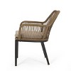 GDFStudio Fromberg Outdoor Wicker and Iron Dining Chairs with Cushion (Set of 2), Matte Black/Light Brown/Beige - 4 of 4