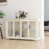 Sevobal Utility Storage Cabinets, Freestanding Storage Cabinet with Transparent Sliding Doors for Living Room Kitchen, White, 41.92"*12.99"*24.6" - 2 of 4