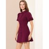 Allegra K Women's Puff Short Sleeve Collared Button Front Mini Denim Dress - 4 of 4