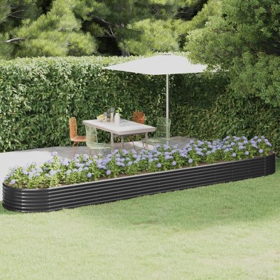 vidaXL Garden Raised Bed Grey Powder-Coated Steel Large Durable