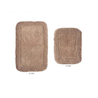 Radiant Collection Cotton Ruffle Pattern Tufted Set of 2 Bath Rug Set - Home Weavers