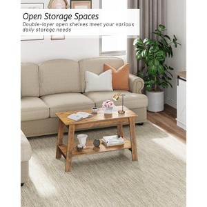 Coffee table with two levels of storage space, modern industrial farmhouse living room coffee table, easy to assemble - 1 of 4