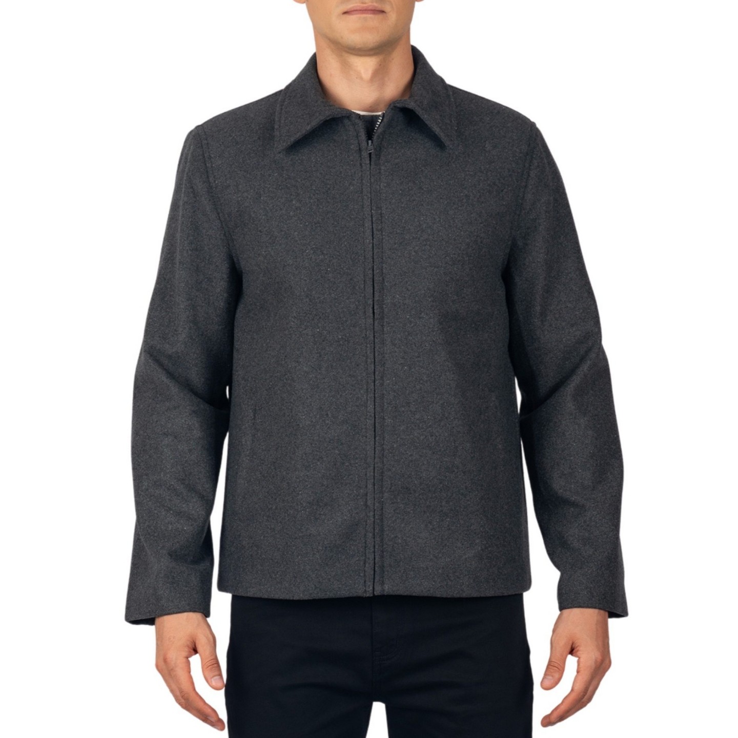 Мужская куртка Alpine Swiss Grant Wool Blend Jacket Classic Zip Up Coat Business Casual Hip Length Classic Collar Jacket GRY — фото 4