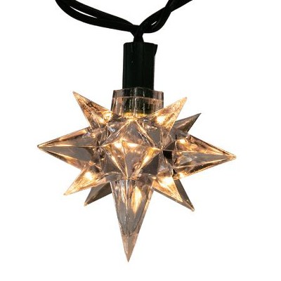  Kurt S. Adler 10-Count Clear 13-Point Star Christmas Light Set, 10ft Green Wire 