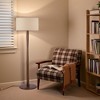 61" Walnut Wood Standing Floor Lamp with Linen Drum Shade, Modern Accent Light for Living Room, Bedroom, Hallway & Study - 2 of 4
