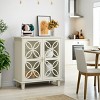 Retro Buffet Cabinet with Tempered Glass Doors, 2-Door Sideboard for Small Spaces, Accent Storage Cabinet for Living Room-The Pop Home - 3 of 4