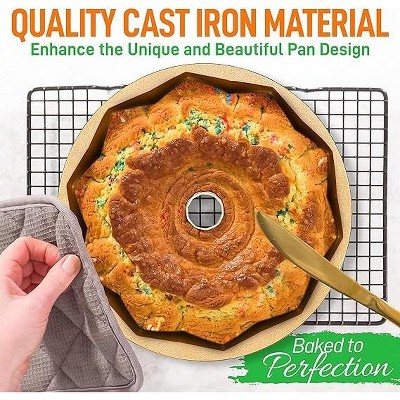 Gold Extra Thick Cast Aluminum Non-Stick Bundt Cake Pan