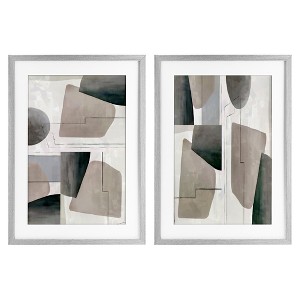 Stupell Industries Earthy Geometric Shapes 2pc Framed Print Under Glass Set - 1 of 4