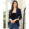 BLUEMING Womens 3/4 Sleeve Cropped Blazer Open Front Cardigan Business Casual Collarless Work Jacket Shrug - 4 of 4