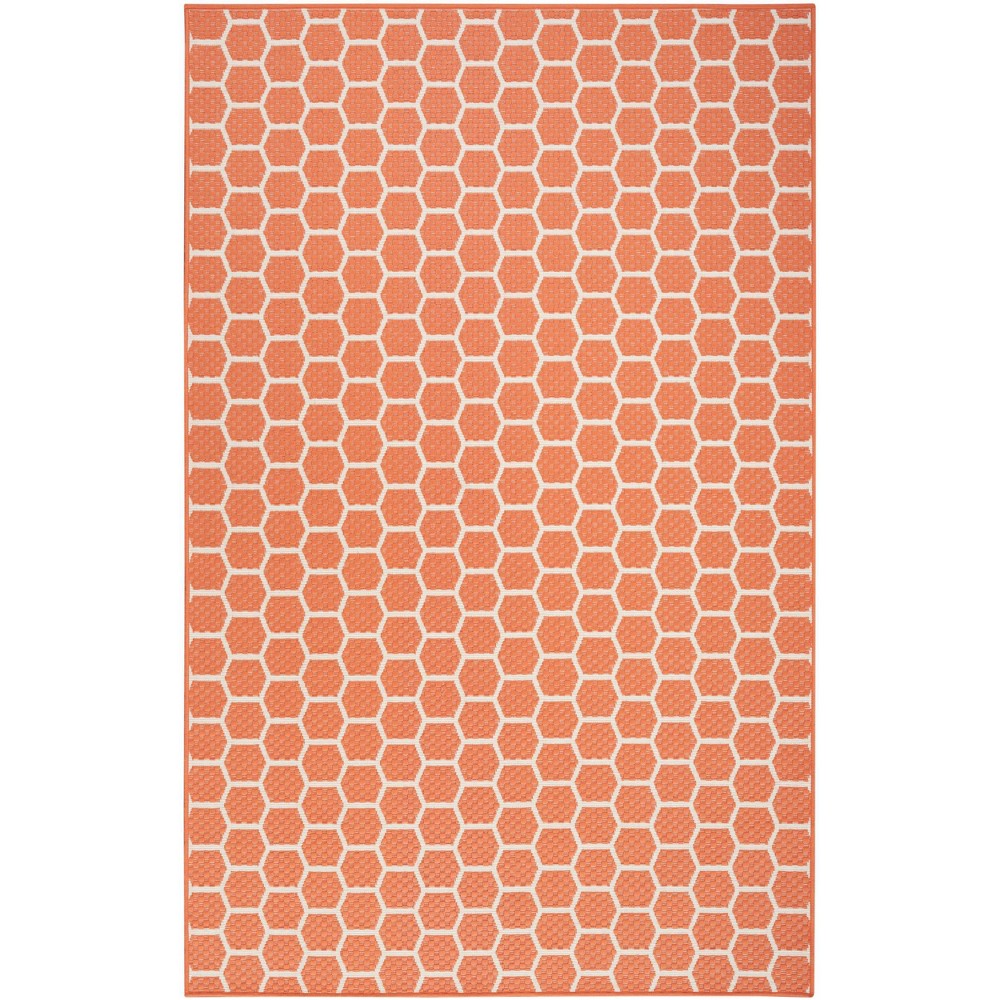 Photos - Area Rug Nourison 4'x6' Reversible Basics Woven Indoor/Outdoor  Coral Orang 