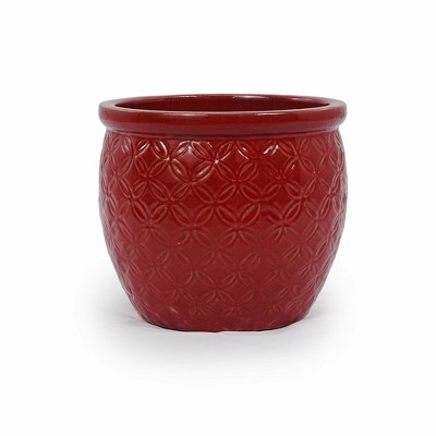 SpassWay 15" Dia Outdoor Indoor Ceramic Planter Pot Decorative Planter with Drainage Hole Patio Flower Pot
