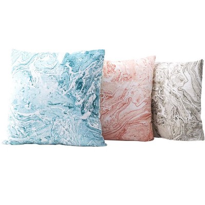 Pink Marbled Linen Down Alternative 20x20 Pillow - Anaya