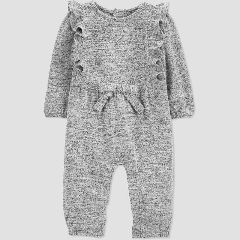 Carter's Just One You®️ Baby Girls' Ruffle Jersey Jumpsuit - Gray, 1 of 5