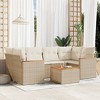 vidaXL Patio Sofa Set with Cushions Outdoor Furniture 7 Piece Poly Rattan - Beige - 2 of 4