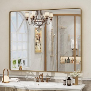 KIOTEE Rectangular Aluminum Alloy Framed and Tempered Glass Wall Bathroom Vanity Mirror in Matte Black - 1 of 4