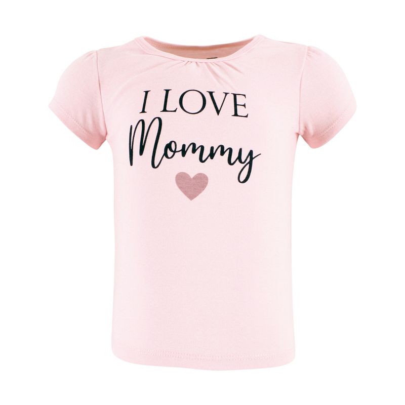 Hudson Baby Infant Girl Short Sleeve T-Shirts, Girl Mommy Pink Navy, 3 of 6