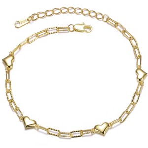 Guili 14K Gold Plated Adjustable Bracelet with Heart Link Chain Offers a Sweet, Romantic Touch with a Comfortable Fit for Everyday Wear - 1 of 2