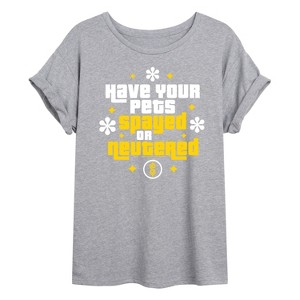 Women's - Price is Right - PETS SPAYED NEUTERED Oversized Graphic T-Shirt - 1 of 4