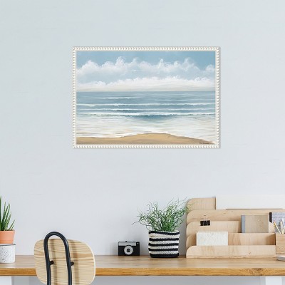 Smooth Beach Waves Nautical Canvas Print with Beaded Frame