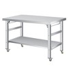 60" x 24" Stainless Steel Folding Table - 920 LBS Commercial Foldable Prep Table, Metal Worktable with Adjustable Undershelf and Lockable Casters - 3 of 4