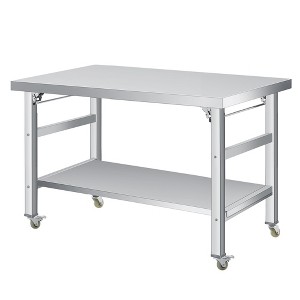 Stainless Steel Folding Table - 920 LBS Commercial Foldable Prep Table, Metal Worktable with Adjustable Undershelf and Feet, for Home Kitchen - 1 of 4